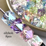 【再販】カスタムボールペン 8個/ランダム　きらきら　ファセットカット　キューブ　ビーズ　BE292