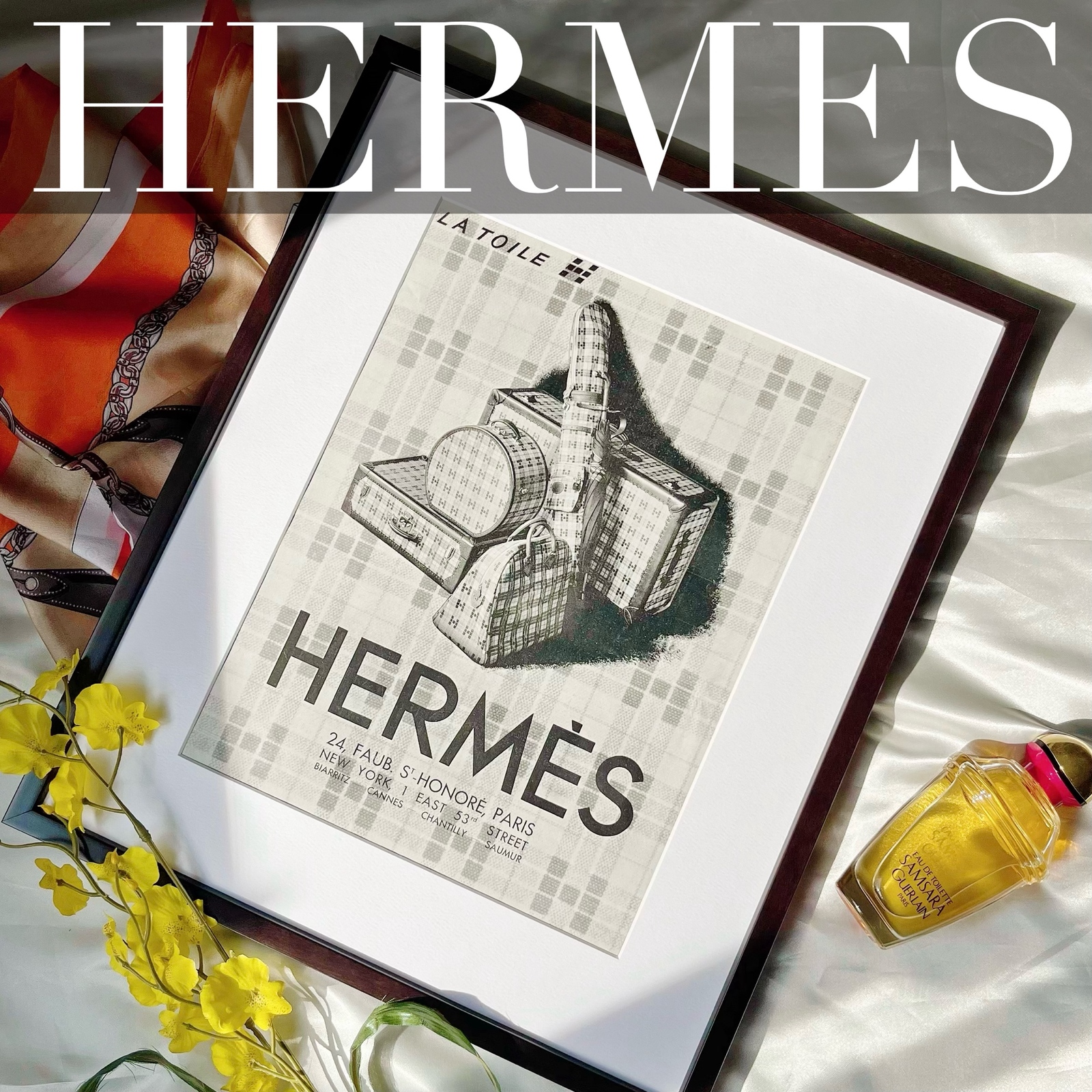 90s エルメス HERMES アンティーク 広告ポスター額縁付 7cd729c42c83d9c0aa4f6bab41954a