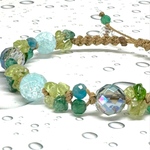 ༅೫雨が弾ける紫陽花ブーケ೫༅ 天然石 パワーストーン ブレスレット　#minne_new #マクラメ#紫陽花