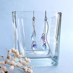 《ウェーブ/紫陽花カラーピアス・イヤリング》　シルバー　　紫陽花　あじさい　グラデーション　ウェーブ　華奢　チェコ　チェコドロップ　チェコガラス