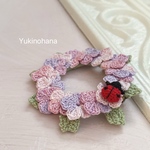 リース型ブローチ〜紫陽花（桃紫）～