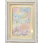 和紙ちぎり絵『ファンシーな星空と流れ星』葉書サイズ原画