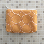タンバリン  コスメ ポーチ　16  新色　オレンジ×ピンク　ミナペルホネン の刺繍生地　　tambourine  ポケットつき