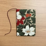  【 文庫本 】ブックカバー   ハンドメイド  フラワー ゴールドライン レッド