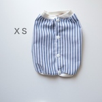 [犬服] XSサイズ 完成品 チワワ　　　　　　　　　　　ストライプ柄 ふんわりスモック 背中開き　