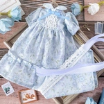 ネオブライスサイズアウトフィット◇花柄ワンピースとバブーシュカ　◾︎ブルー