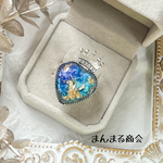 【ハートの女王】青 ブルー グラデーション マトリカリア 金箔 小花 大人かわいい 大ぶり プレゼント ゴシック ロリータ 王冠 ハート ドライフラワー 花びらqueen of hearts