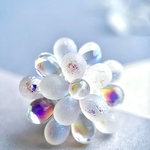 ブローチ 梅雨のお出かけに　紫陽花 ガラスの刺繍ブローチ 選べる3色 紫 青 白　母の日
