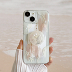 𓇼ｍａｒｉｎ𓏸𓂂𓈒海 ピンクニュアンスカラー 押し花スマホケース 【ハイブリッドケース対応可】全機種対応 ポップアップソケット
