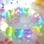 💗🌙月の女神🌺聖母マリアのガラス💗ヒーリングバイブレーション☆　☆高品質ＡＡＡ☆　🌈マルチカラー☆セレナイト☆　💜✨ラベンダーフローライト☆　🌺紫陽花☆　☆１０ｍｍ☆　☆１５ｃｍ🌺