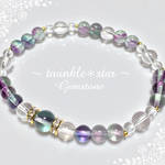 再10＊天然石ブレス 集中力・発想力・記憶力アップ＊フローライト・クリスタル＊k_j