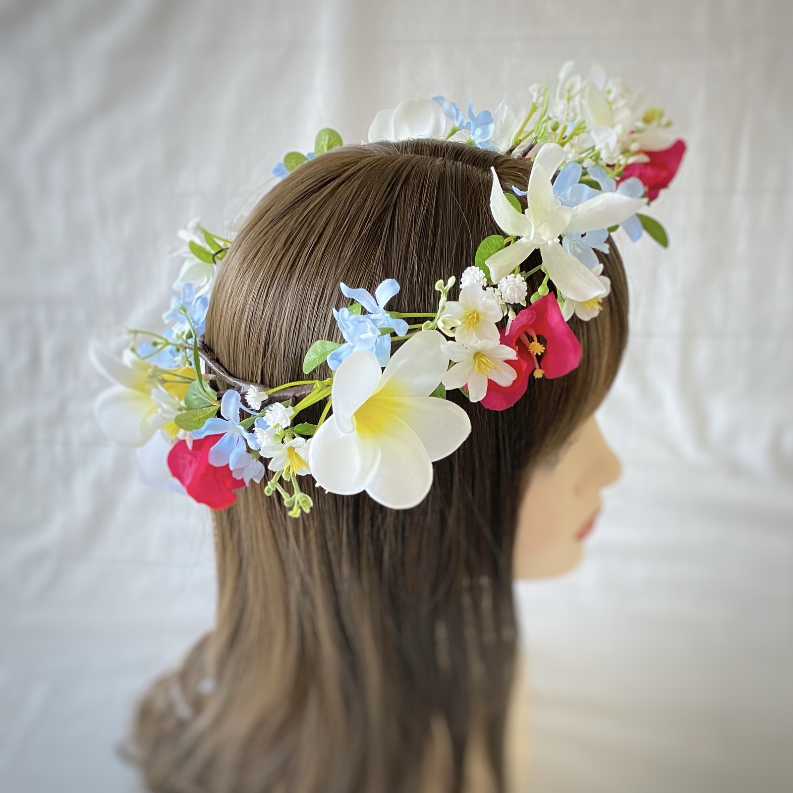 花かんむり・オーダーメイド（レインボー）ハンドメイド オーダーメイド】花かんむり 花冠 アーティフィシャルフラワー 造花