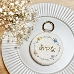 オーダー承ります★ミモザの刺繍ネームタグ★