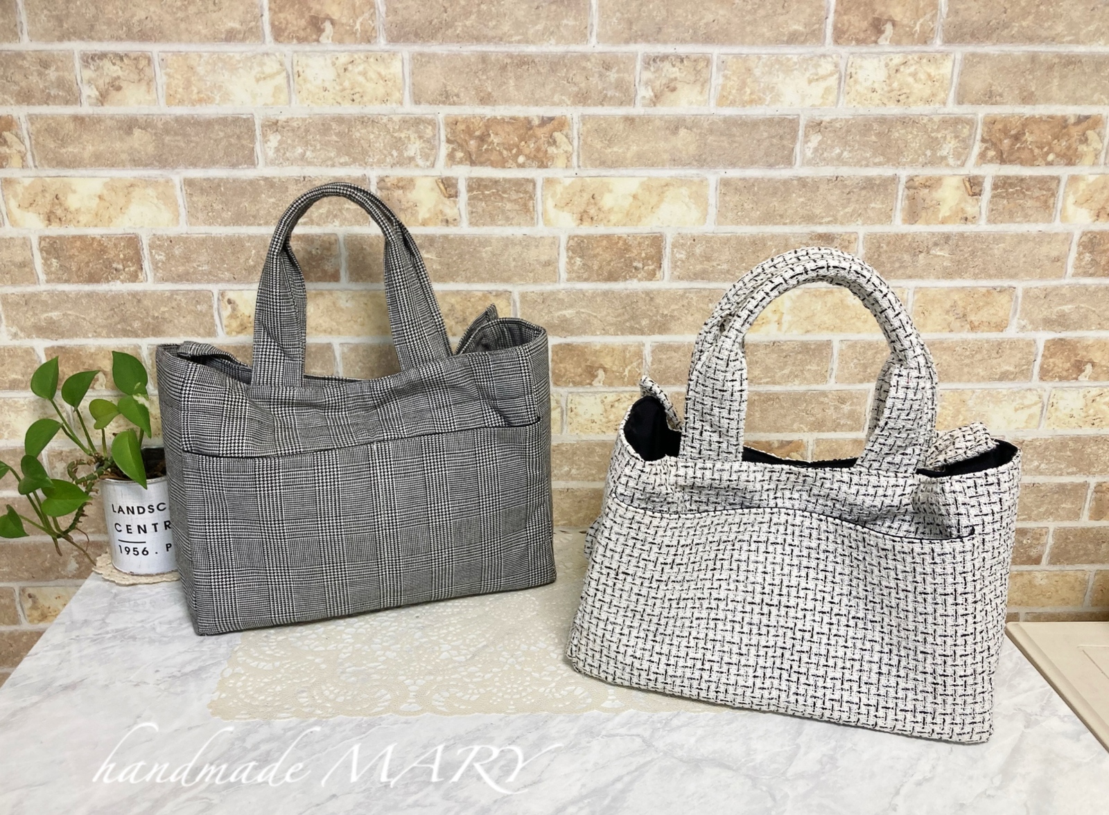 大人のサイドフリルトートバッグ ホワイト【ツイード生地】 - MARY 