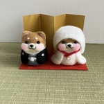 柴犬だるま（濃い赤柴）の結婚式💍（和装）