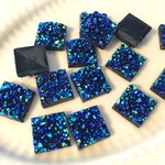 12mm○ドゥルージー/鉱物○カボション(スクエア◇ブルー)　20個　