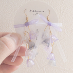 パープルすずらん×リボンピアス/イヤリング