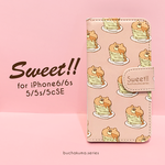 ぶちゃくま。ホットケーキパステルピンク手帳型iPhoneケース