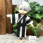 浴衣ロング〈ストライプ黒〉