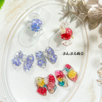 再販❣️指輪【やすらぎキャンディー】勿忘草 水色 ブルー  クリア かすみ草 花 ドライフラワー シルバー フリーサイズ ボタニカル 9号～ フリーサイズ リング 