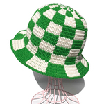 【クロシェハット】GREEN×OFF ブロックチェック バケットハット