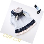猫服🐰【オーダー】うさ耳ワンピ🌼ネイビー＆ホワイト