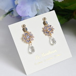 【数量限定】紫陽花【パープル】×クリスタルピアス イヤリング　梅雨　雨