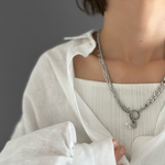 【週間ランキング入り】【人気No.1】【シルバー】ホワイトシェルとミックスチェーンのネックレス　ステンレス　ネックレス　シェル　マルテル