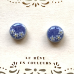 No.61   まんまるタイル(青)＊美濃焼タイルピアス　　　　　【レジンタイルピアス】
