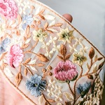 【30cm】【95mm幅】【アイボリー】ワイドタイプ　インド刺繍リボン　フラワー　ハンドメイド　手芸　R052-1