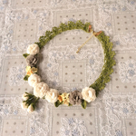 レース編み＊お花のネックレス（白バラ、茶バラ、小花）