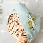 柔らかいつけ心地＊刺繍ヘアターバン(レモン・ミルキーブルー)
