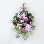💐3種のローズと紫陽花❀スワッグ❀壁掛け❀玄関ブーケ❀アーティフィシャルフラワー❀ブーケ