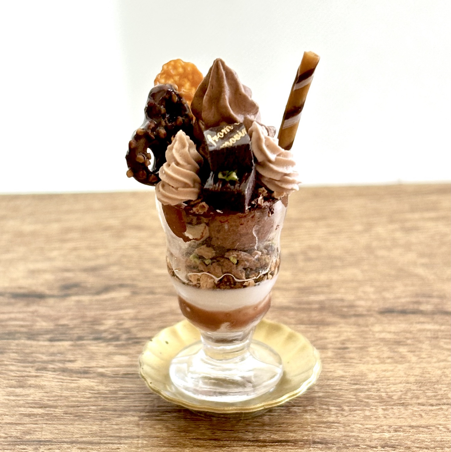チョコパフェ＆チョコプリンのセット☆1/6sizeミニチュアパフェ