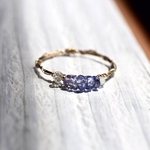 タンザナイト  ボタンカット3mm×5、トパーズ  /k14gfリング