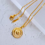 ステンレス製　コインネックレス　サンムーンスター　メダルネックレス　高品質　１８金ゴールド　金色　長さ選べます　38　40　45　50　60ｃｍ