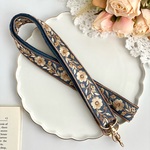 インド刺繍リボンのロングストラップ（ブルーグレー）