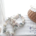 【pinkrose様専用ページ】お花の花冠風の壁掛け✱gray×blue✱