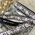 50cm  インド刺繍リボン  シルク　花柄  ブラウン  #ns14