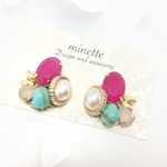 ピンク&ターコイズブルー  ピアス