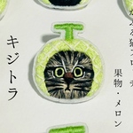 かぶる猫ブローチ[果物・メロンver.](キジトラ)