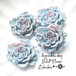 【45】☆8こ☆2.4cmブラックラインのフラワーカボション　ブルーピンク