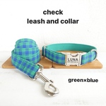 うちの子グッズ 🐶♪ green×blue 首輪《お名前・電話番号・刻印できます》　名前刻印 名入れ オーダーメイド オリジナル首輪 うちの子 わんちゃんグッズ お散歩グッズ