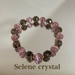 スモーキークォーツ　キャッツアイ　ブレスレット　　　　　天然石ブレスレット　Selene crystal