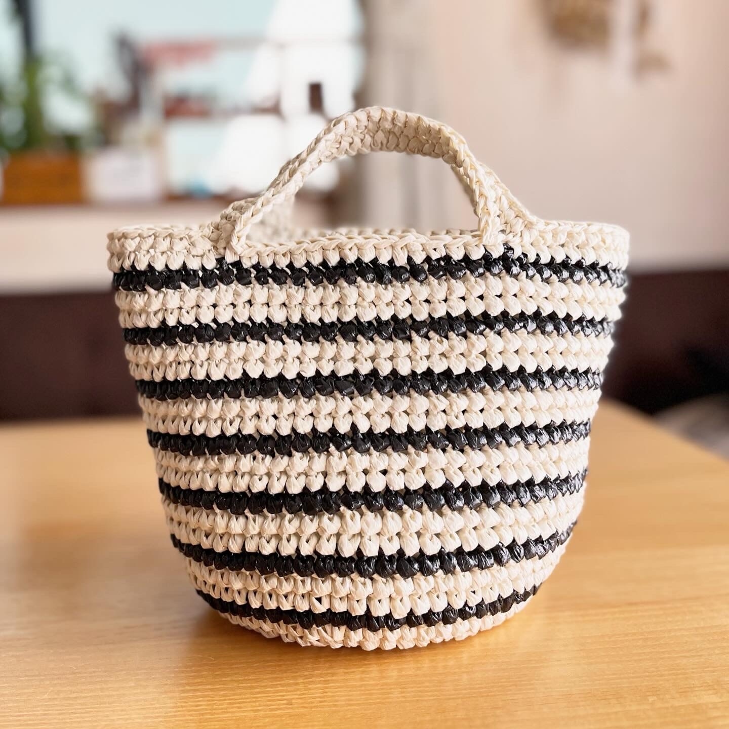 ハンドメイド スズランテープ カゴバッグNo.10 [[値下げ] 温う