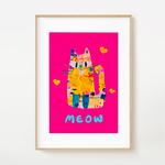 カラフル猫 (Colorful Cat) A4 ポスター 送料無料 壁飾り　絵画　インテリア