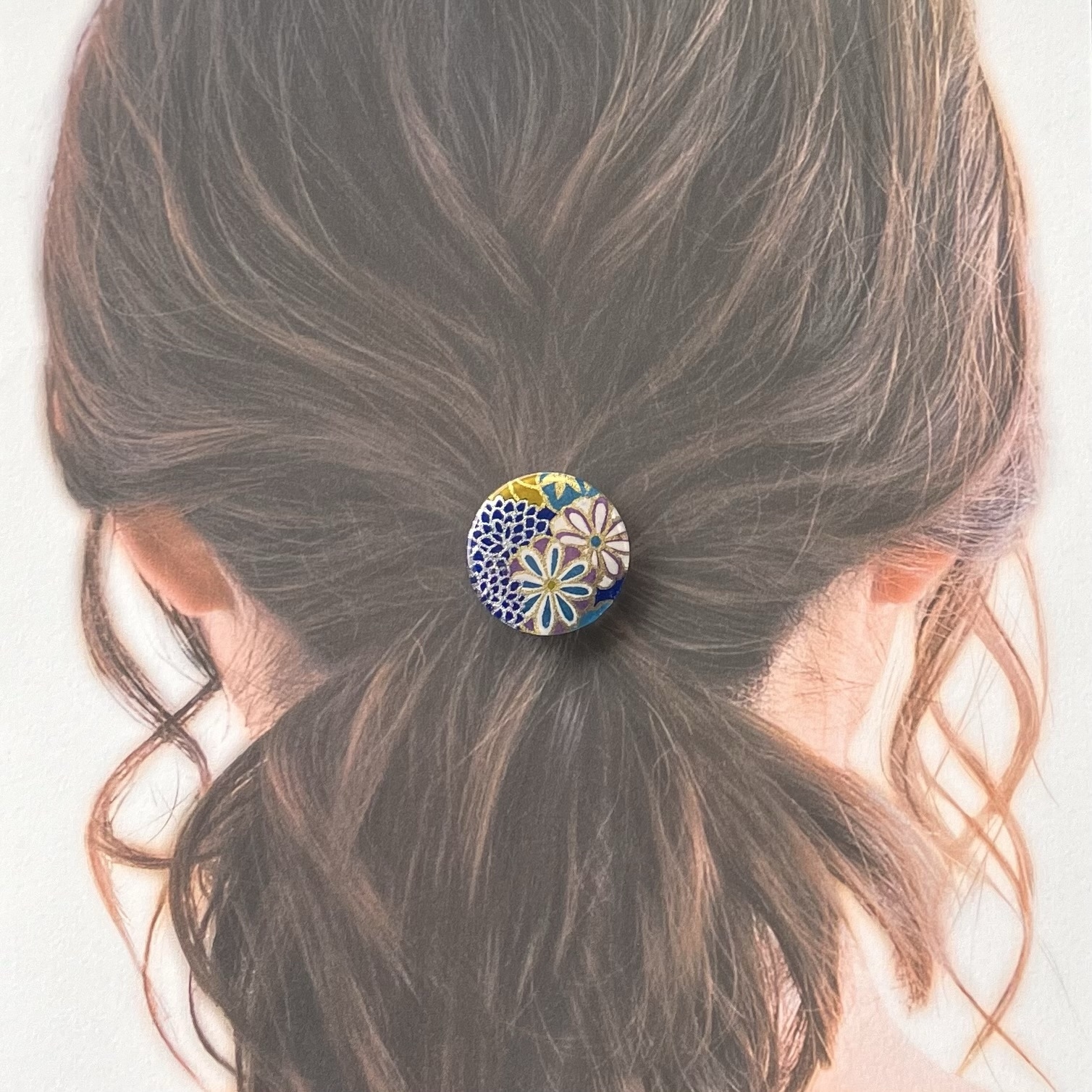 友禅和紙×レジン】和柄のヘアアクセサリーのセット 菊華 - 和息-WAsoku