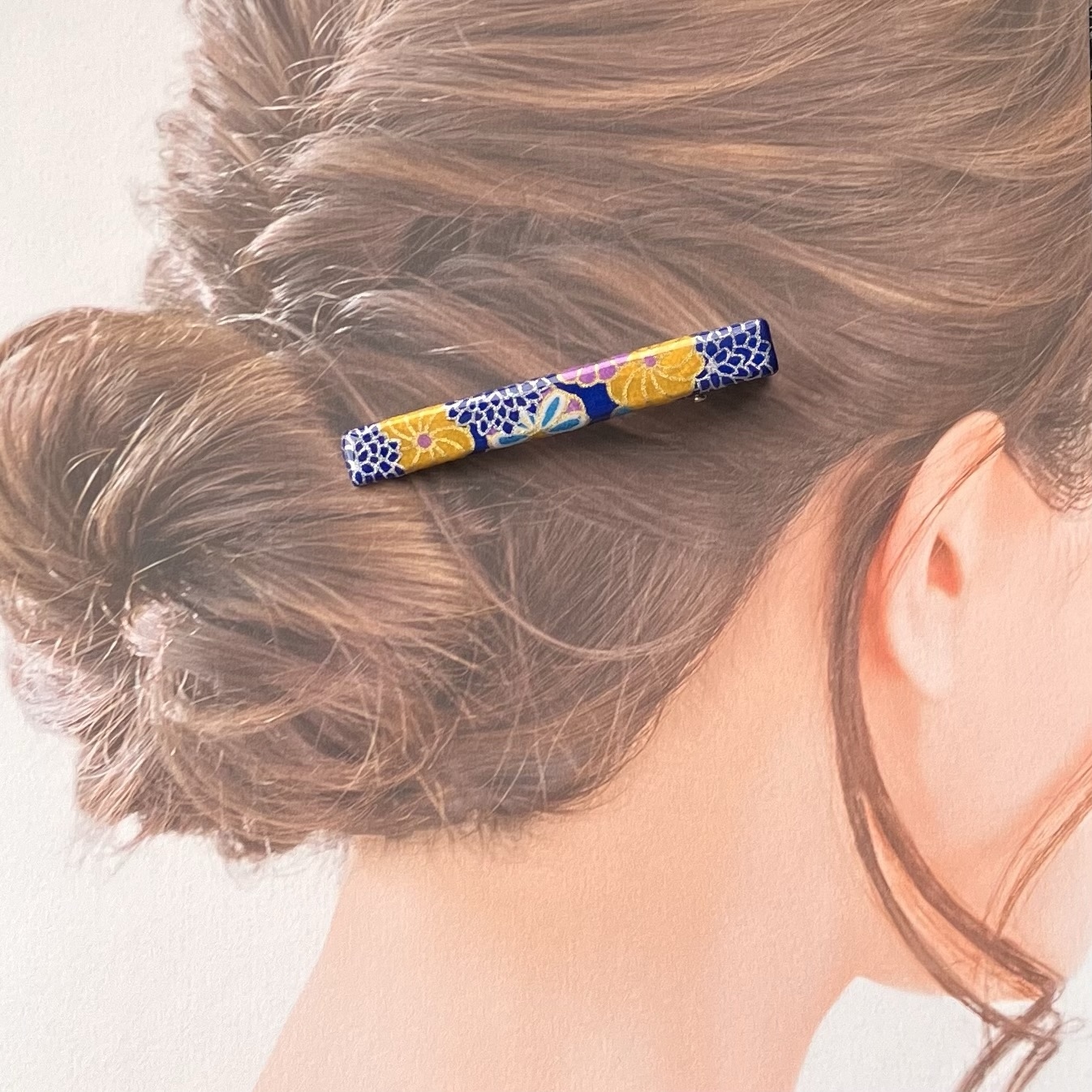 友禅和紙×レジン】和柄のヘアアクセサリーのセット 菊華 - 和息-WAsoku