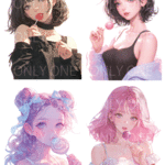 CANDY POP GIRL　シールセット 4枚入り　シールシート ポストカードサイズ