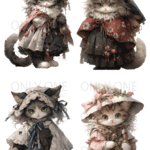 ANTIQUE CAT　シールセット 4枚入り　シールシート ポストカードサイズ